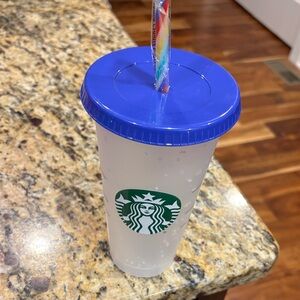Starbucks Blue and White Confetti Tumbler with Straw
